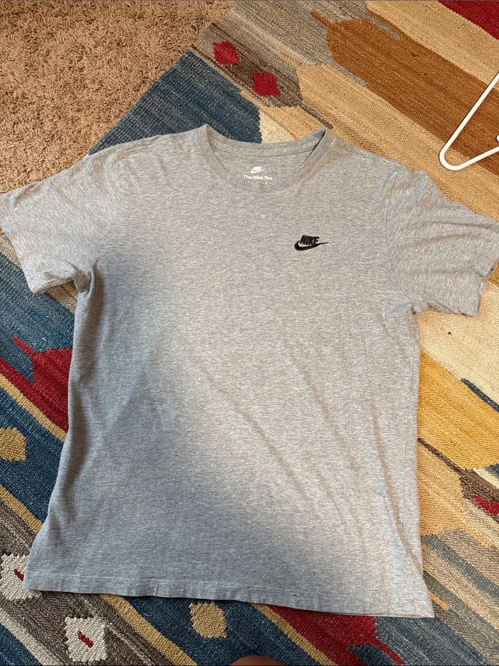 Nike Gray Short Sleeve Crew T-Shirt with Black Swoosh